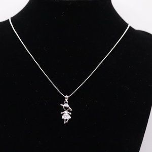 925 Sterling Silver Genuine Beads Necklace with Silver Little Girl Pendant
